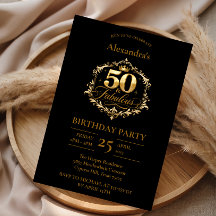 Elegante Gold-Schwarze 50. Geburtstagsfeier