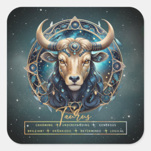 Elegante Gold Schwarze Astrologie Zodiac Symbol Ta Quadratischer Aufkleber