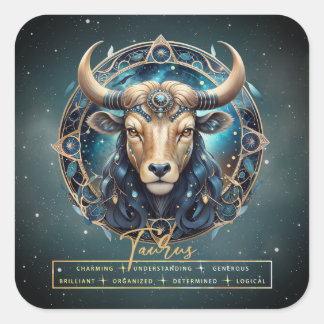 Elegante Gold Schwarze Astrologie Zodiac Symbol Ta Quadratischer Aufkleber