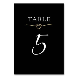 Elegante Gold-Schwarze Hochzeitstisch-Nummernkarte Tischnummer
