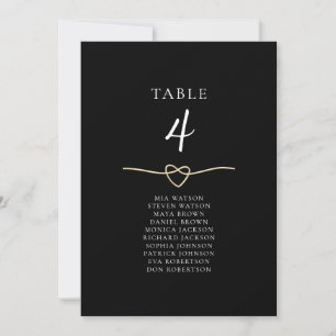 Elegante gold-schwarze Hochzeitstisch-Sitzkarte