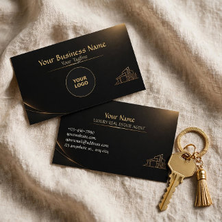Elegante Gold-Schwarze Maklerkarte Visitenkarte