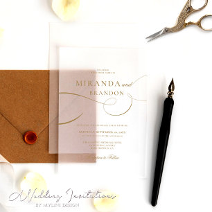 Elegante Gold Script Akryllische Hochzeitseinladun Acryleinladungen