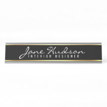 Elegante Gold Script Blume Moderne Schreibtischnam