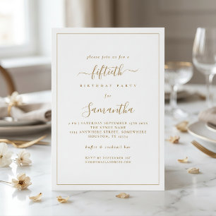 Elegante Gold Script Border 50. Geburtstagsparty Einladung