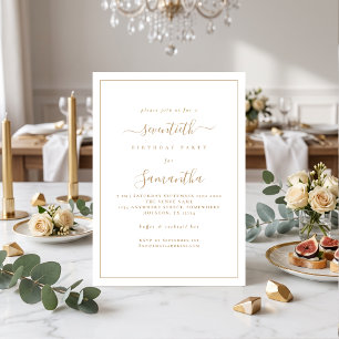 Elegante Gold Script Border 70. Geburtstagsparty Einladung