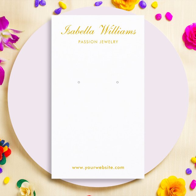 Elegante Gold Script Earring Display Card Visitenkarte (Von Creator hochgeladen)