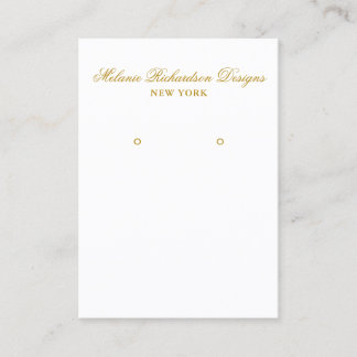Elegante Gold Script Earring Display Card Visitenkarte