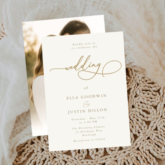 Elegante Gold Script Einladung (Von Creator hochgeladen)