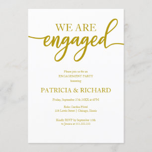 Elegante Gold-Script-Engagement-Partei Einladung