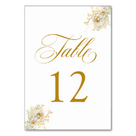 Elegante Gold Script Floral Wedding Tischnummer 12