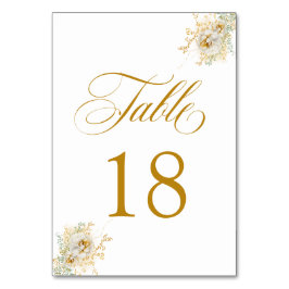 Elegante Gold Script Floral Wedding Tischnummer 18