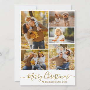Elegante Gold Script Foto Collage Weihnachten