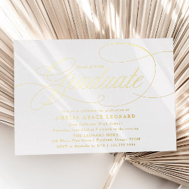 Elegante Gold Script Graduation Party Folieneinladung