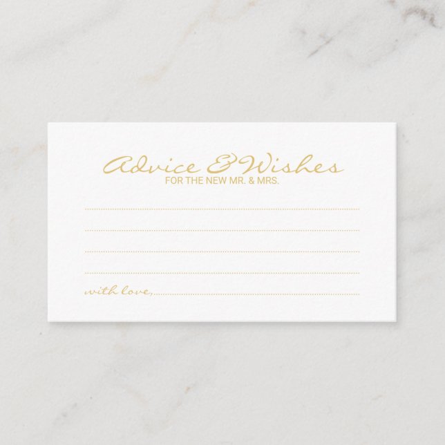 Elegante Gold Script Hochzeitsratgeber und Wunschk Hinweiskarte (Vorderseite)