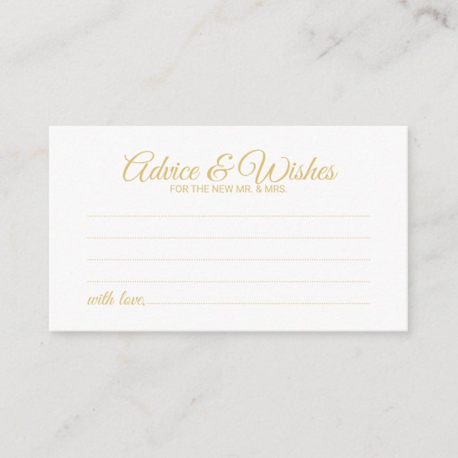 Elegante Gold Script Hochzeitsratgeber und Wunschk Hinweiskarte (Vorderseite)