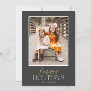 Elegante Gold Script Holidays Kalligraphie Collage Feiertagskarte
