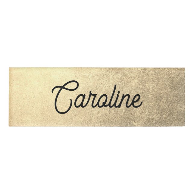 Elegante Gold Script Mitarbeiter Namenschild (Vorderseite)