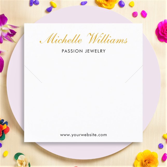 Elegante Gold Script Necklace Bracelet Display Car Quadratische Visitenkarte (Von Creator hochgeladen)