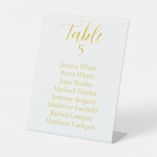 Elegante Gold Script Seating Chart Tabelle Sockelschild