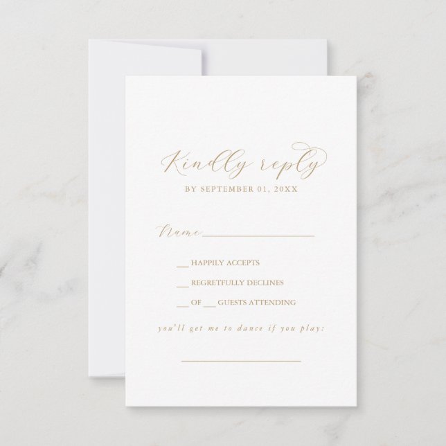 Elegante Gold Script Song Request RSVP Card (Vorderseite)