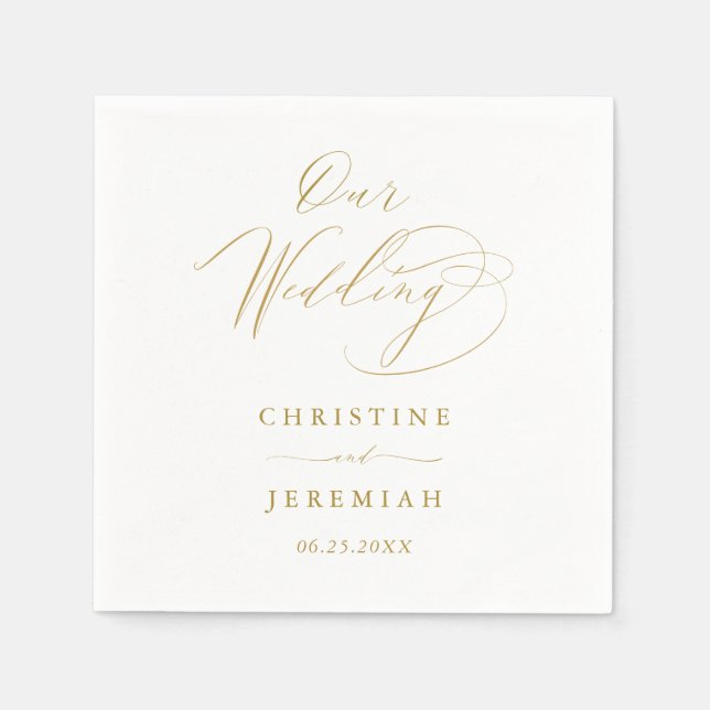 Elegante Gold Script Typografie Wedding Napkins Serviette (Vorderseite)