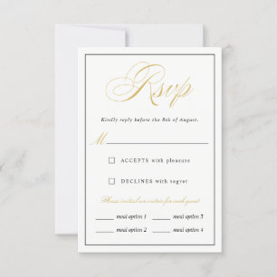 Elegante Gold Script UAWG Optionen vertikal RSVP Karte