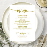 Elegante Gold Script Wedding Menu Card Menükarte<br><div class="desc">Eine schicke Kalligraphy Wedding Menu Card. I do offer a free customisation service,  if you have any anfragen or special requests,  please feel free to contact me.</div>