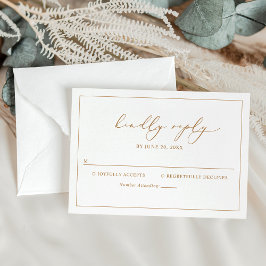 Elegante Gold Script Wedding RSVP Card