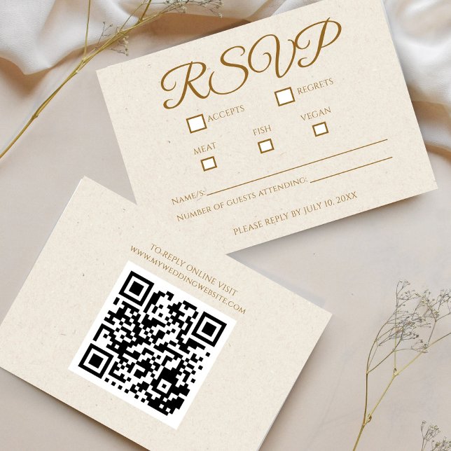 Elegante Gold Script Wedding RSVP Card Karte (Elegant Gold Script Wedding RSVP Response Card)