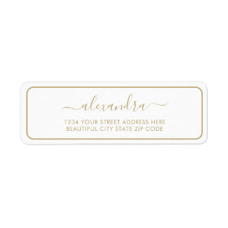 Elegante Gold Script Wedding Rücksendeadresse