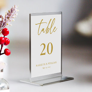 Elegante Gold Script Wedding Tischnummer Card