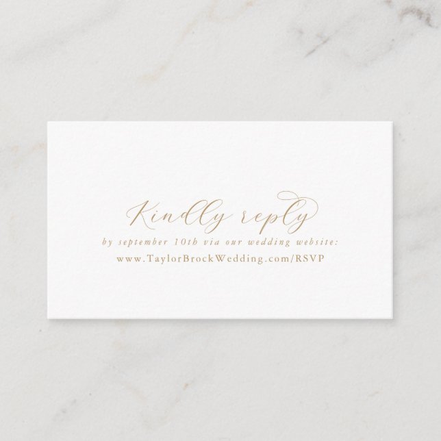 Elegante Gold Script Wedding Website UAWG Begleitkarte (Vorderseite)