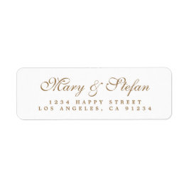Elegante Gold Script White Wedding Rücksendeadress