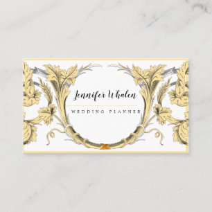 Elegante Gold Scrolls Floral Custom Business Card Visitenkarte
