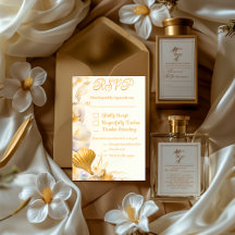 Elegante Gold Seashell UAWG Wedding Card