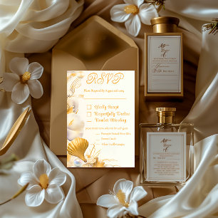 Elegante Gold Seashell UAWG Wedding Card RSVP Karte