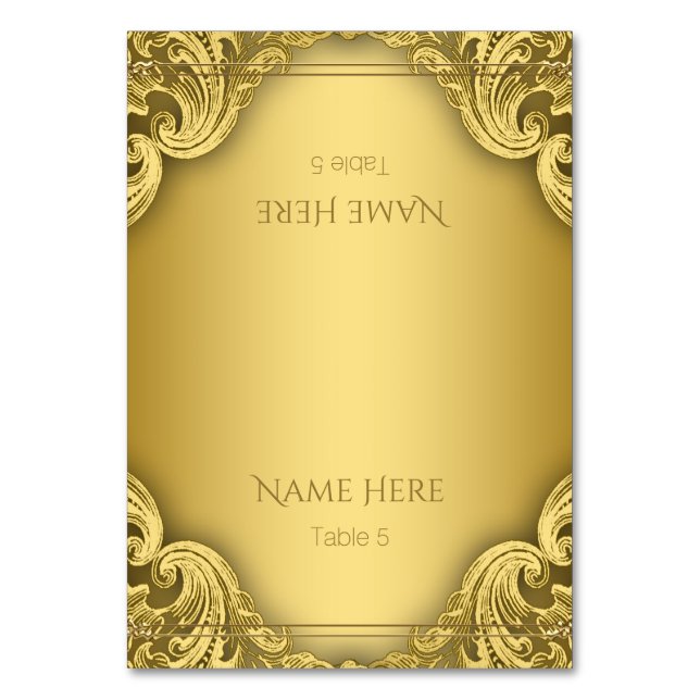 Elegante Gold Seating Cards Tischnummer (Vorderseite)
