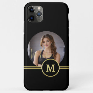 Elegante Gold-Signatur-Monogramm mit Foto Case-Mate iPhone Hülle
