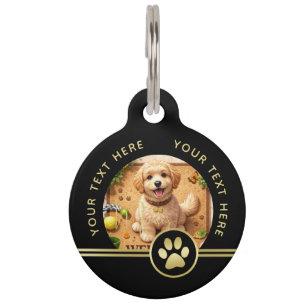 Elegante Gold-Signatur-Monogramm mit Foto Haustiermarke