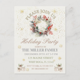 Elegante Gold-&-Silber-Feierparty  Feiertagspostkarte