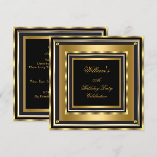 Elegante Gold Silber Schwarze Geburtstagsfeier Män Einladung