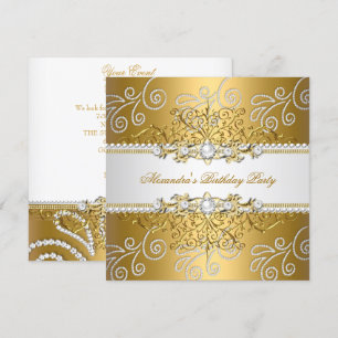 Elegante Gold Silber Spitze Diamant Overlay Perlen Einladung