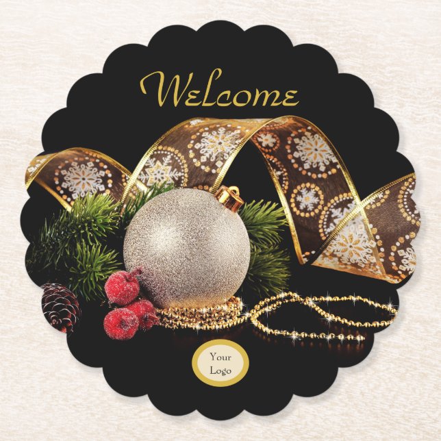 Elegante Gold Silver Black Corporate Holiday Party Untersetzer (Vorderseite)
