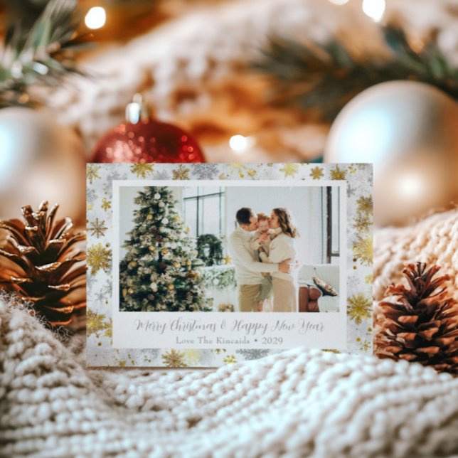 Elegante Gold & Silver Snowflake Ferienkarte Feiertagskarte (Von Creator hochgeladen)