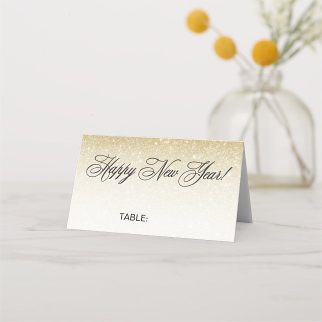 Elegante Gold Silvester Wedding Platzkarte (Vorderseite)
