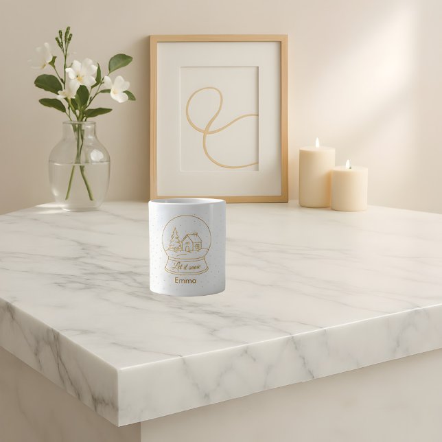 Elegante Gold Snow Globe Weihnachten Tasse (Von Creator hochgeladen)