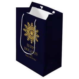 Elegante Gold Snowflake Holiday Gift Bag Mittlere Geschenktüte