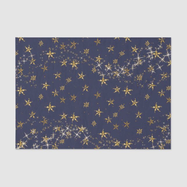 Elegante Gold Snowflake Weihnachten Seidenpapier (Vorderseite)