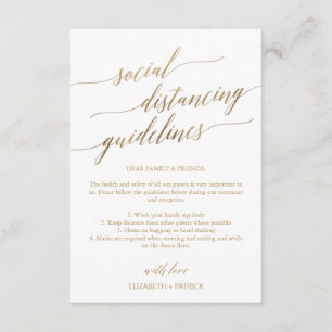 Elegante Gold Social Distancing Guidelines Wedding Begleitkarte